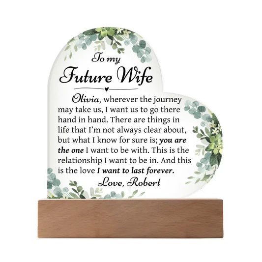 Future Wife Gift, Fiance Gift - Custom Heart Acrylic Plaque - A38
