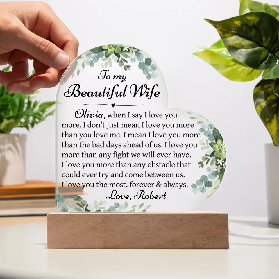 Wife Gift from Husband - Custom Heart Acrylic Plaque - A39