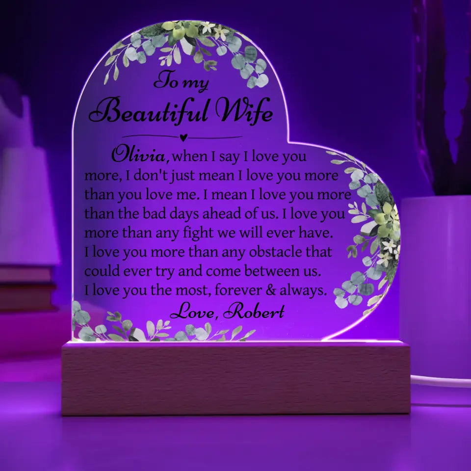 Wife Gift from Husband - Custom Heart Acrylic Plaque - A39