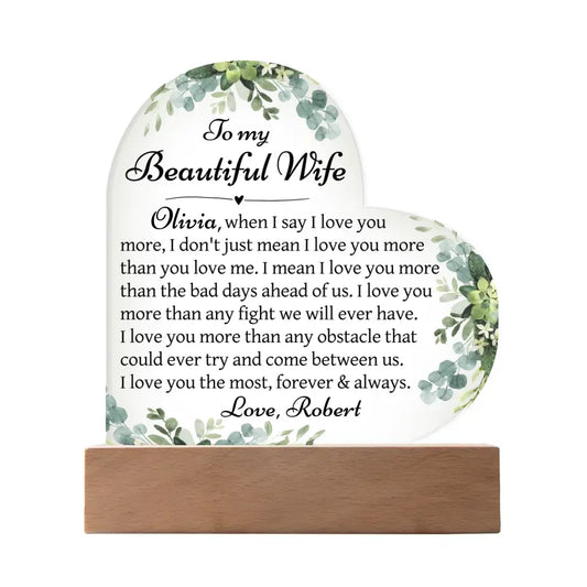 Wife Gift from Husband - Custom Heart Acrylic Plaque - A39