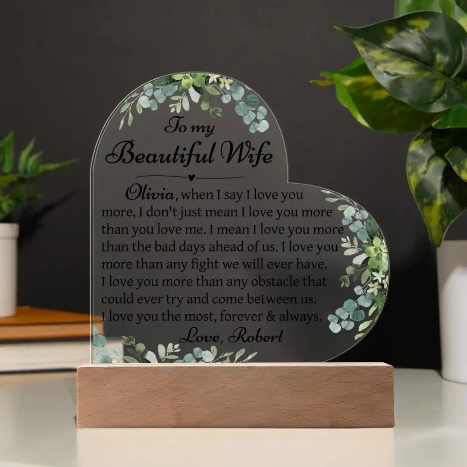 Wife Gift from Husband - Custom Heart Acrylic Plaque - A39