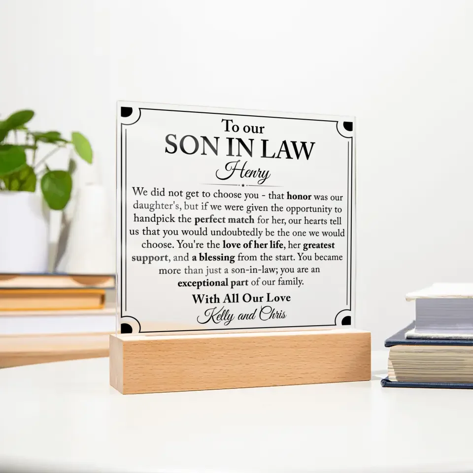 Gift For Son In Law, Son In Law Gift From Parents In Laws - Custom Plaque - A50