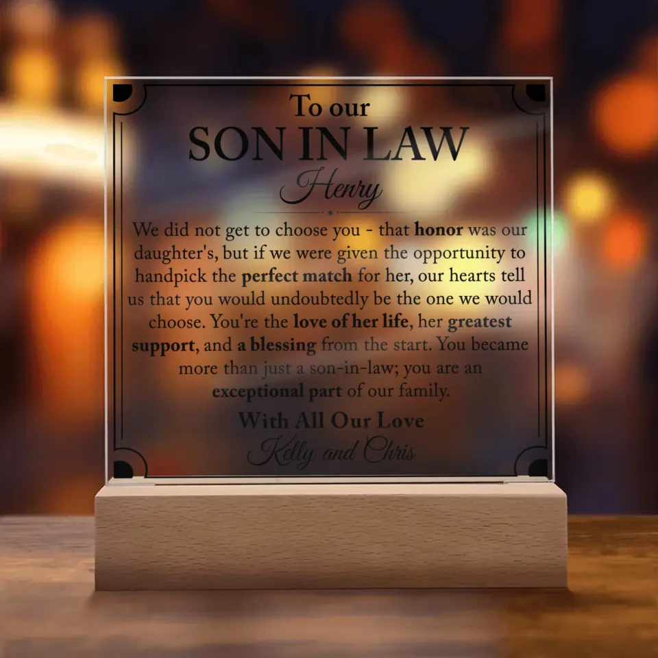Gift For Son In Law, Son In Law Gift From Parents In Laws - Custom Plaque - A50