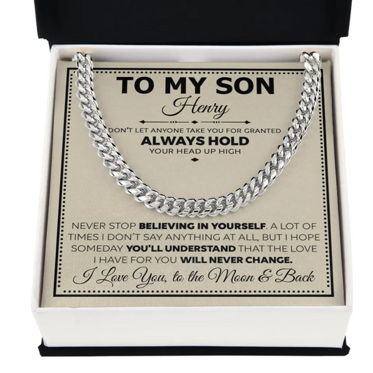 Personalized Gift For Son - Cuban Link Chain Gift Set - S5