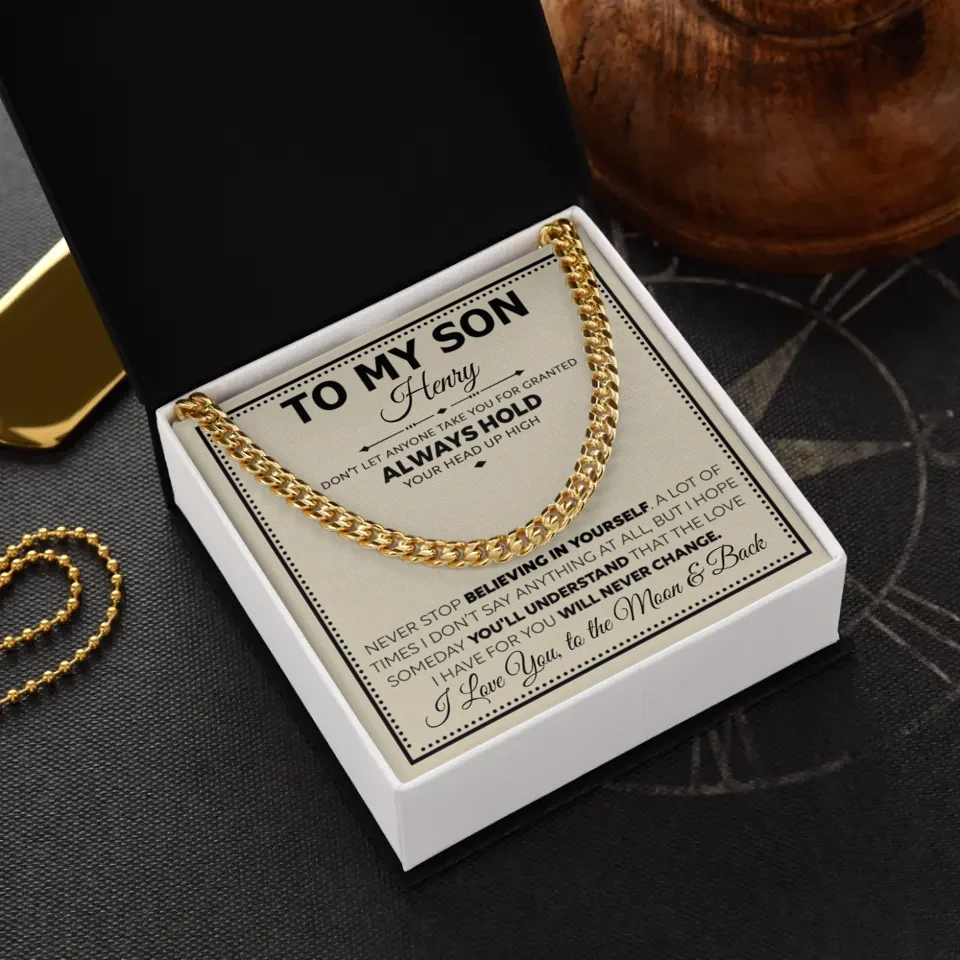 Personalized Gift For Son - Cuban Link Chain Gift Set - S5