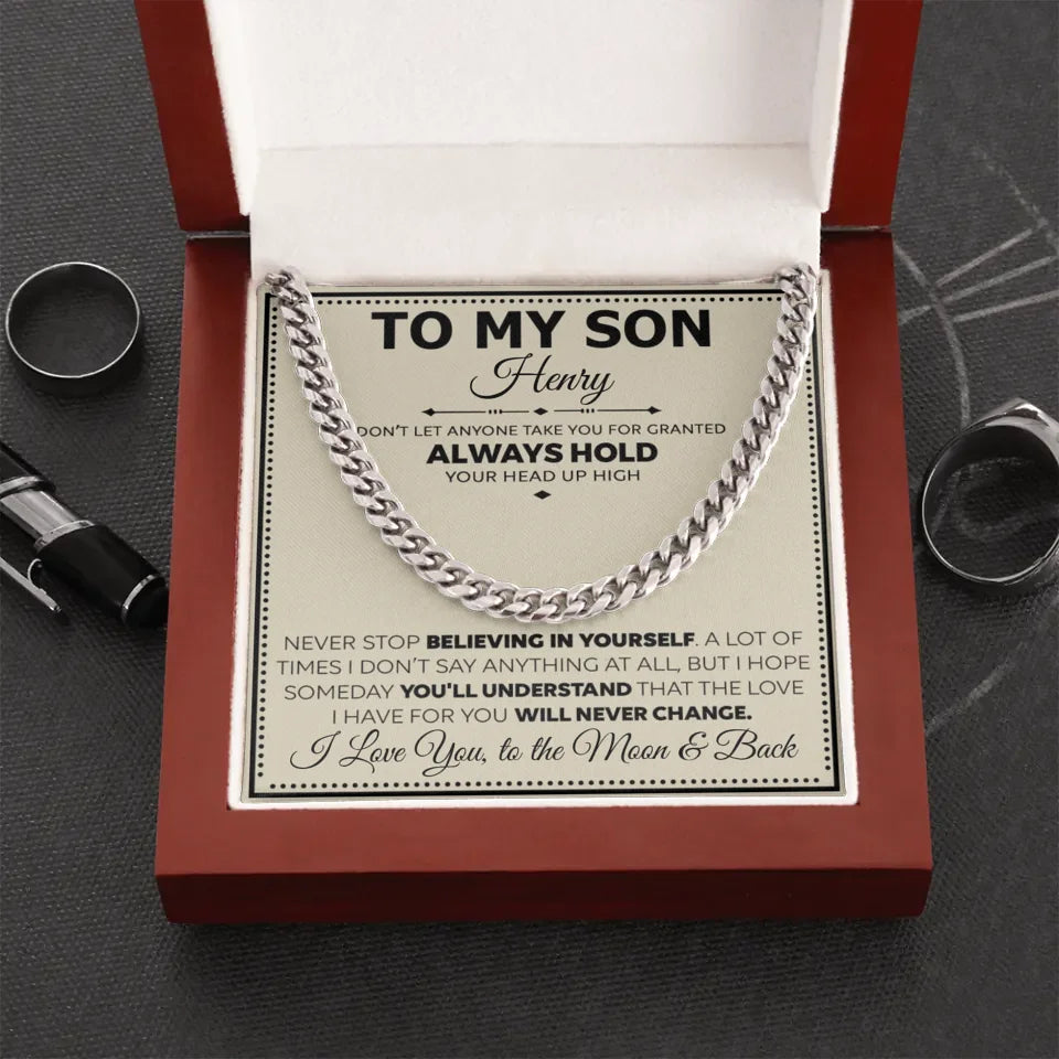 Personalized Gift For Son - Cuban Link Chain Gift Set - S5