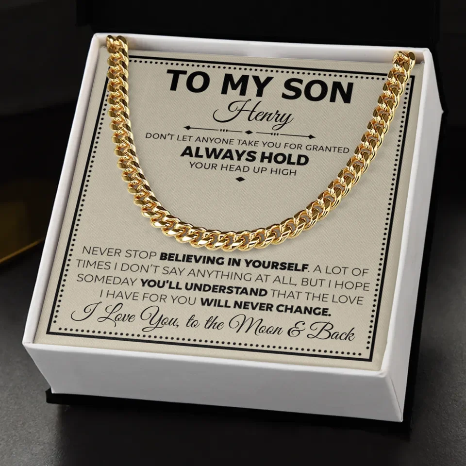 Personalized Gift For Son - Cuban Link Chain Gift Set - S5