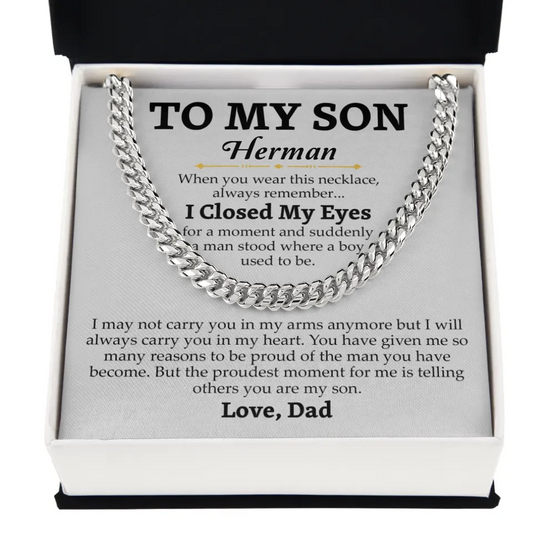 Personalized Gift For Son - Cuban Link Chain Gift Set - S6