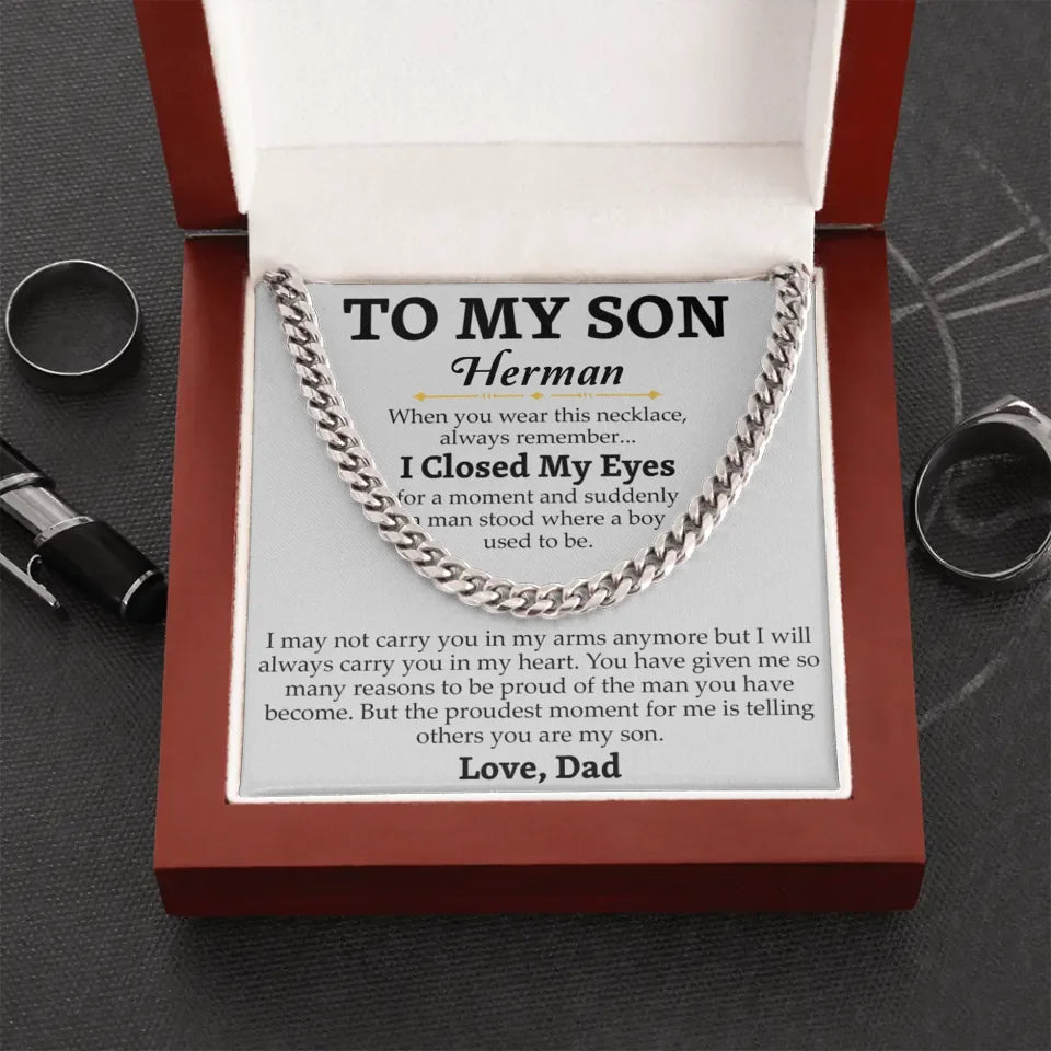 Personalized Gift For Son - Cuban Link Chain Gift Set - S6