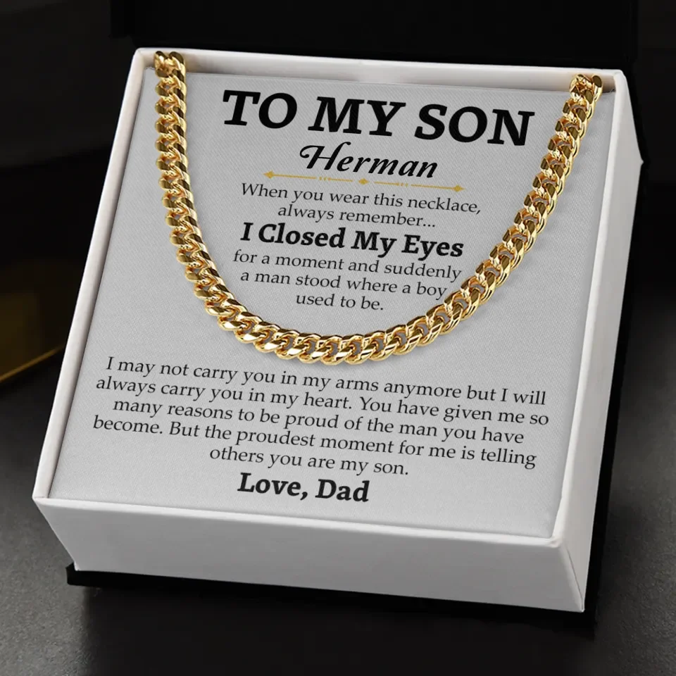 Personalized Gift For Son - Cuban Link Chain Gift Set - S6