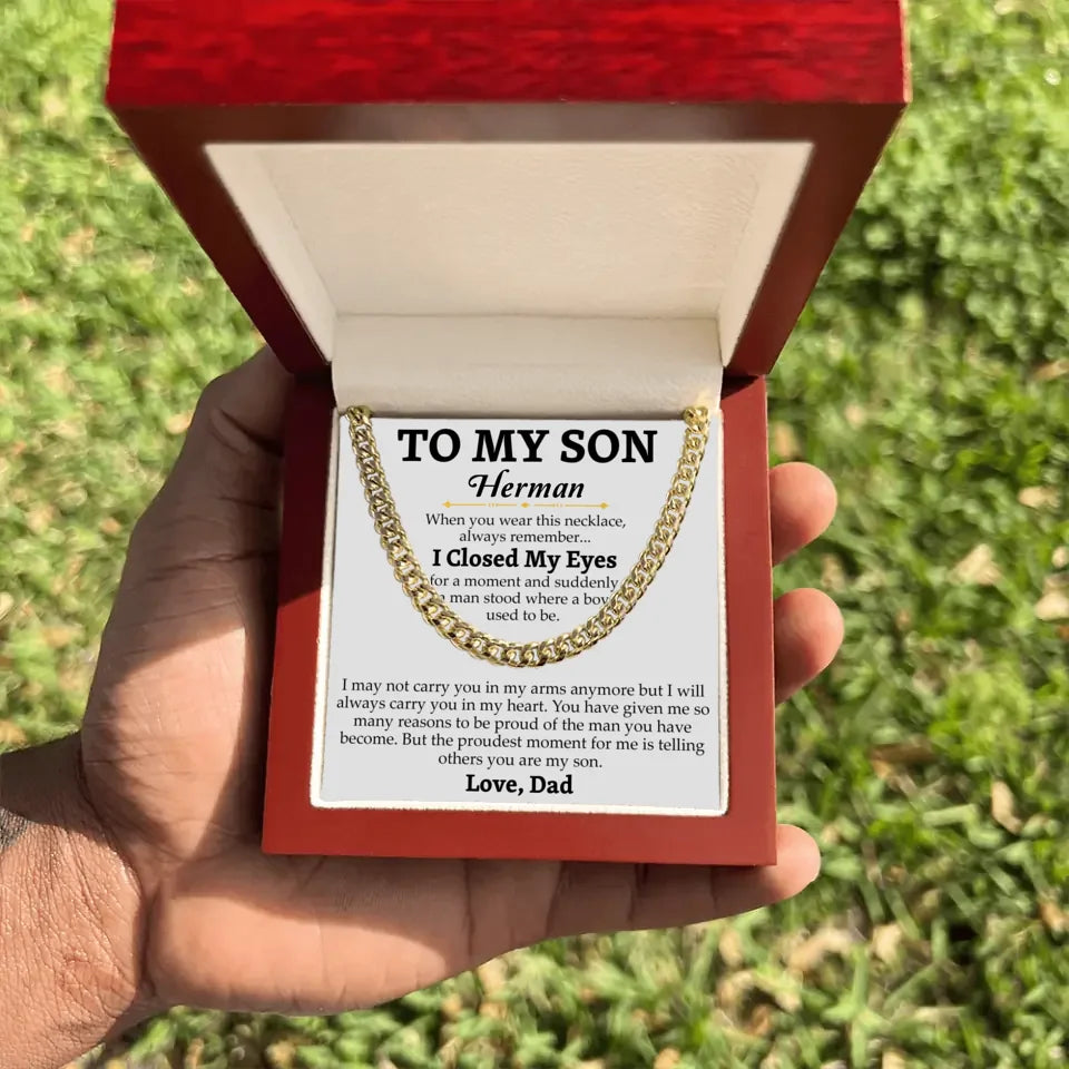 Personalized Gift For Son - Cuban Link Chain Gift Set - S6