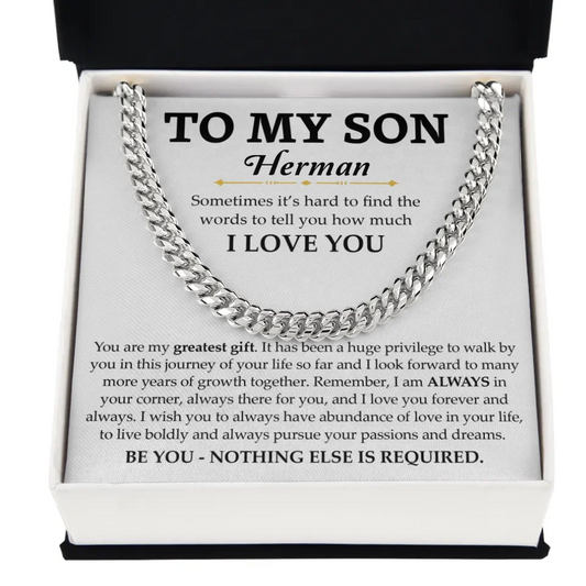 Personalized Gift For Son - Cuban Link Chain Gift Set - S7