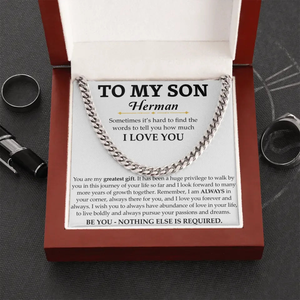 Personalized Gift For Son - Cuban Link Chain Gift Set - S7