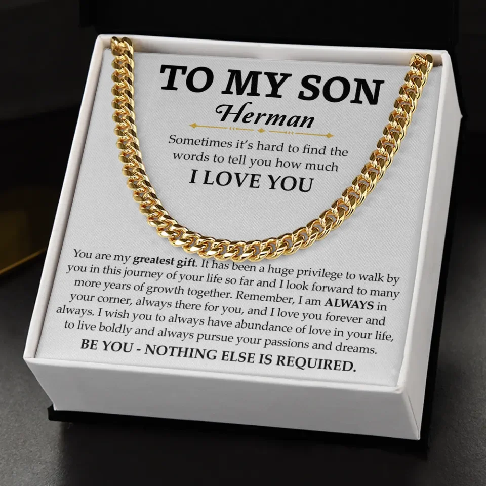 Personalized Gift For Son - Cuban Link Chain Gift Set - S7