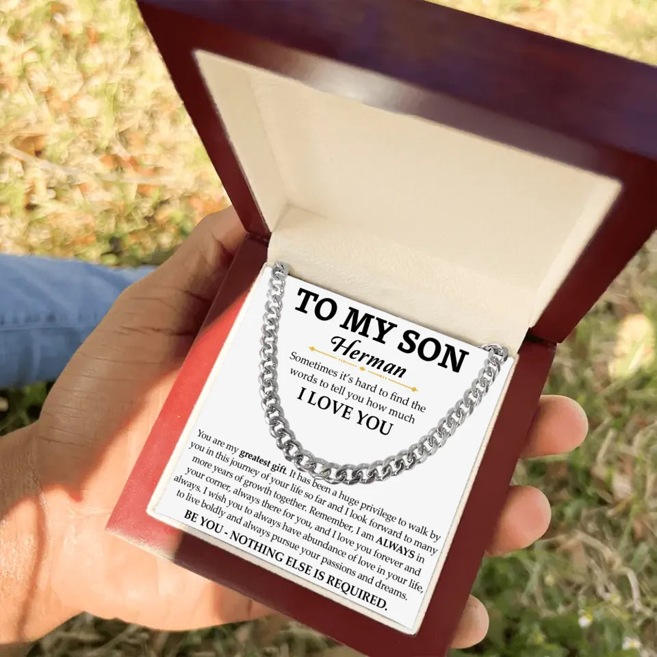 Personalized Gift For Son - Cuban Link Chain Gift Set - S7