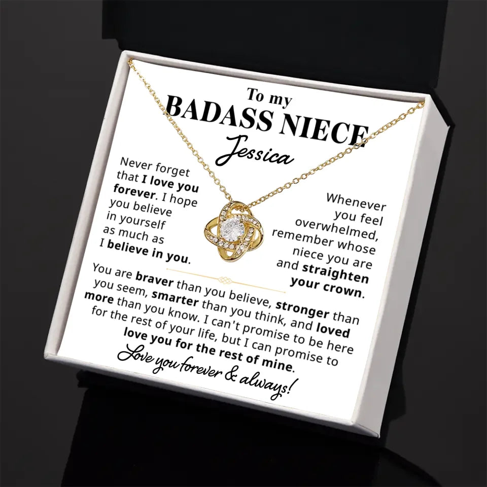 To My Badass Niece Gift - Custom Necklace Gift Set