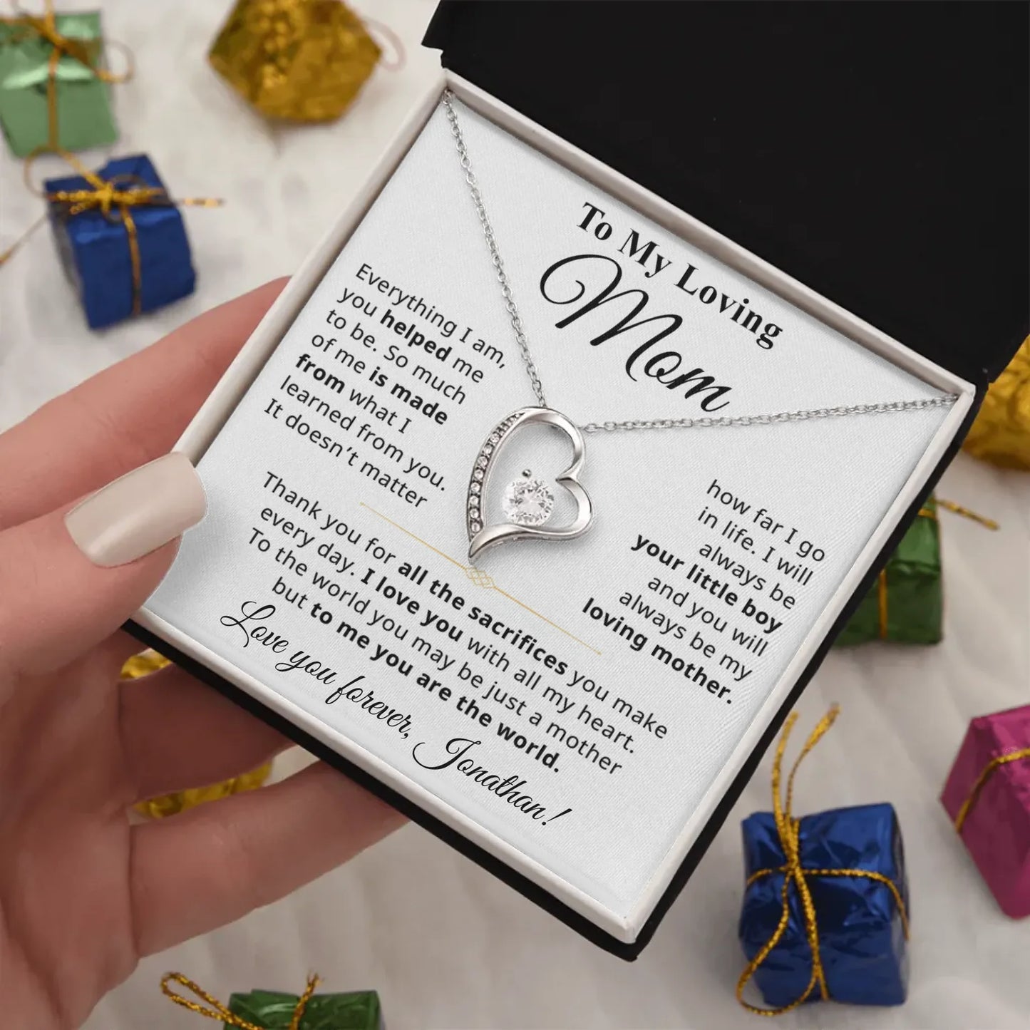 Gift For Mom From Son - Personalizable Necklace Gift Set - MN01