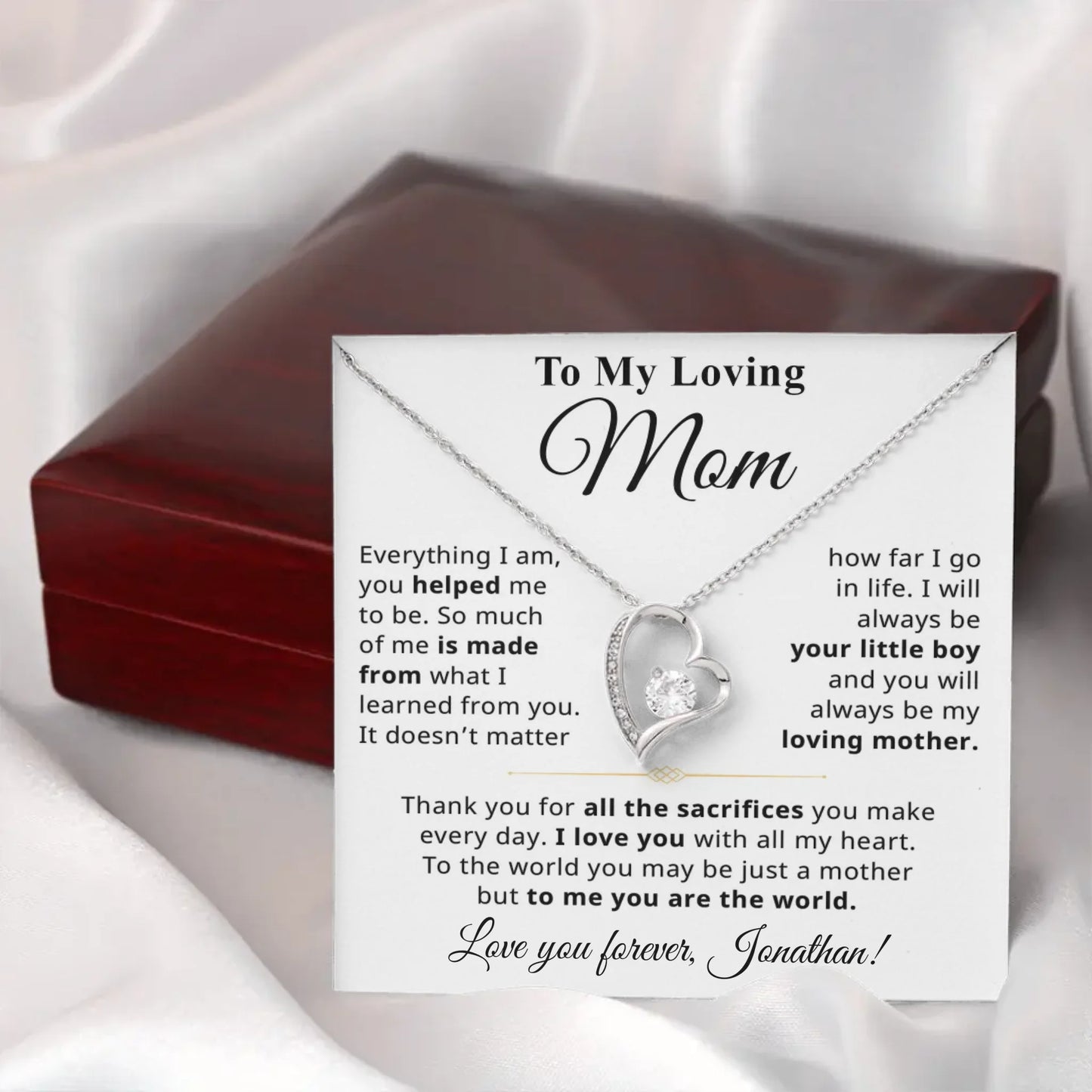 Gift For Mom From Son - Personalizable Necklace Gift Set - MN01