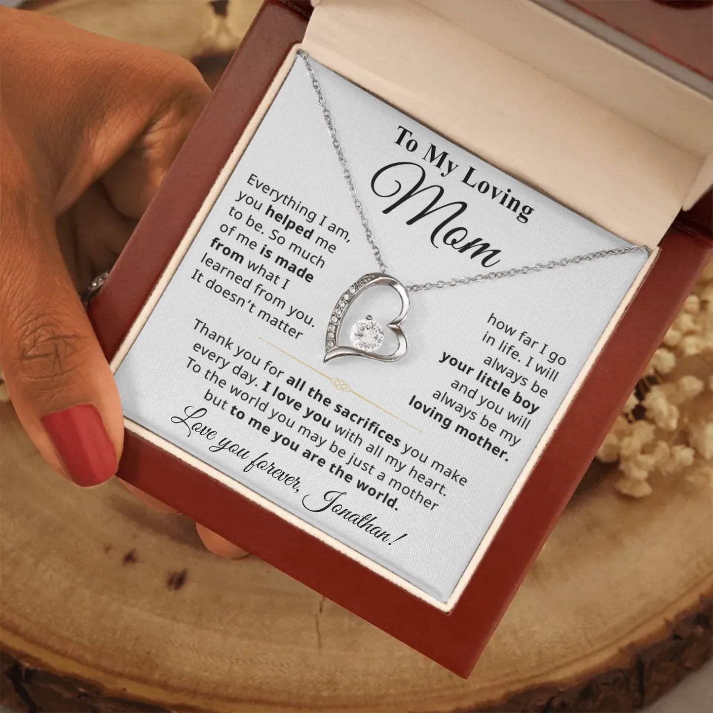 Gift For Mom From Son - Personalizable Necklace Gift Set - MN01