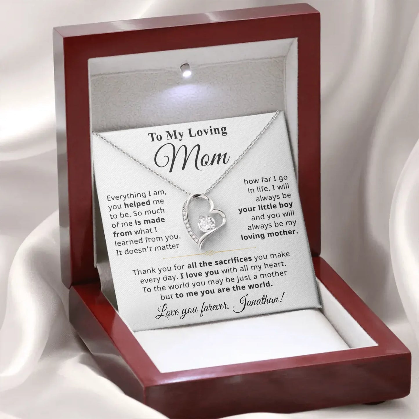 Gift For Mom From Son - Personalizable Necklace Gift Set - MN01