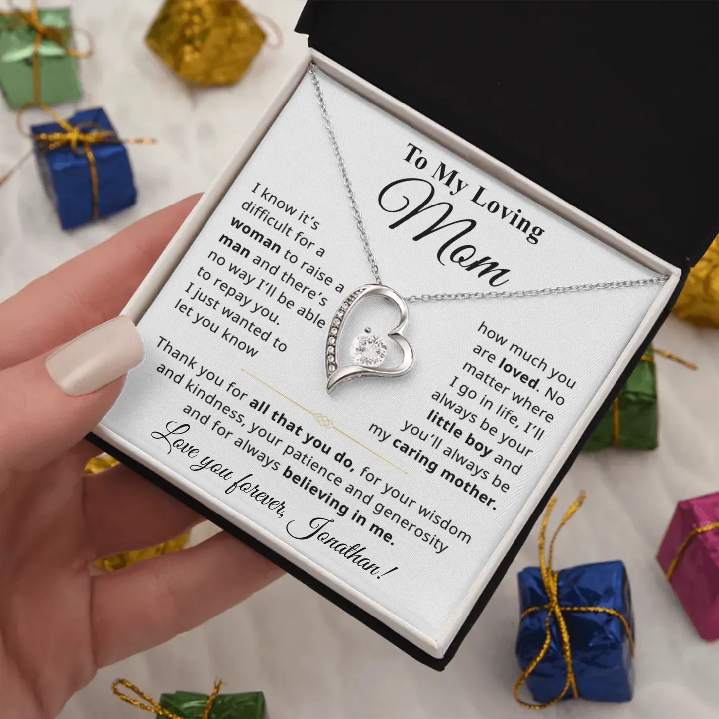 Gift For Mom From Son - Personalizable Necklace Gift Set - MN02