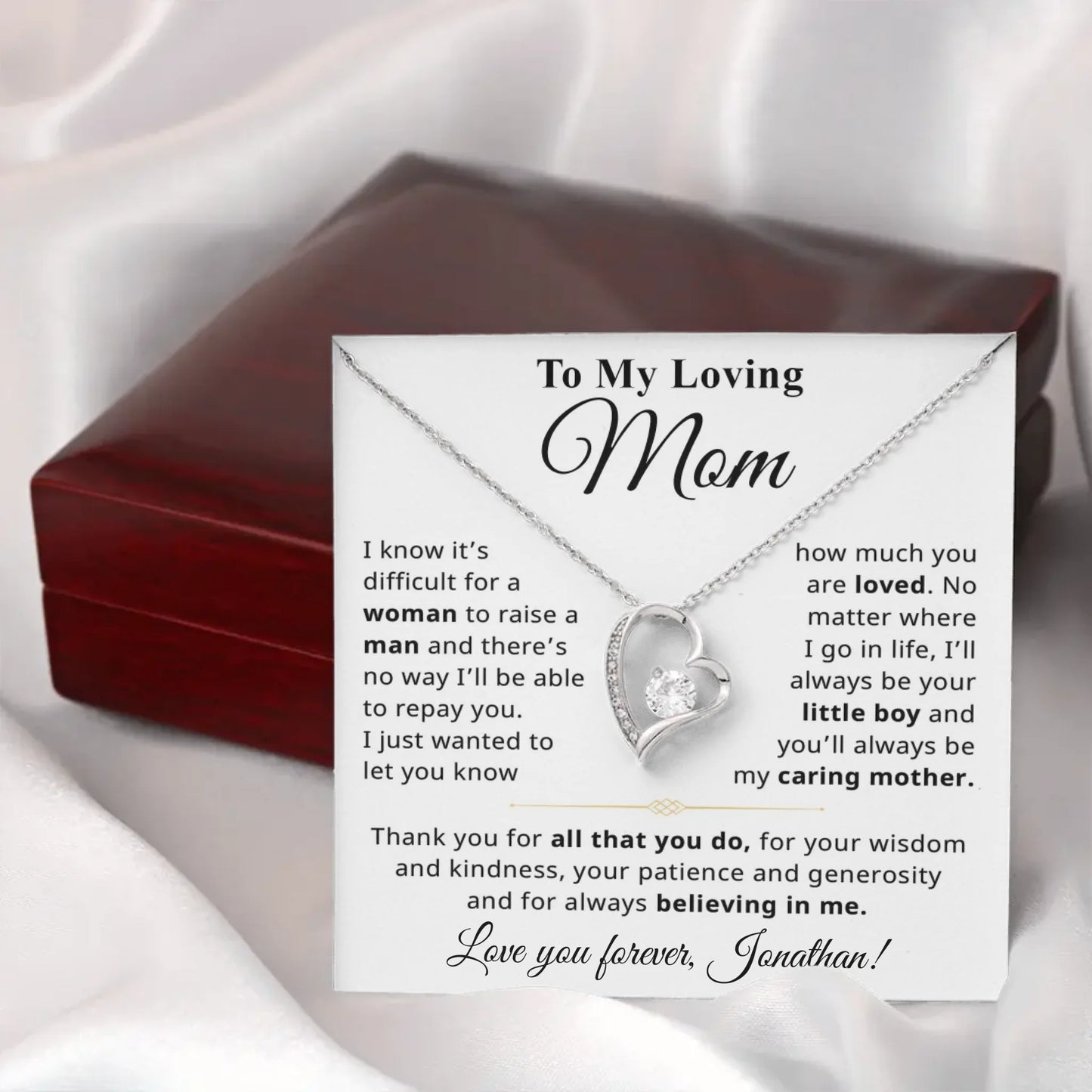 Gift For Mom From Son - Personalizable Necklace Gift Set - MN02