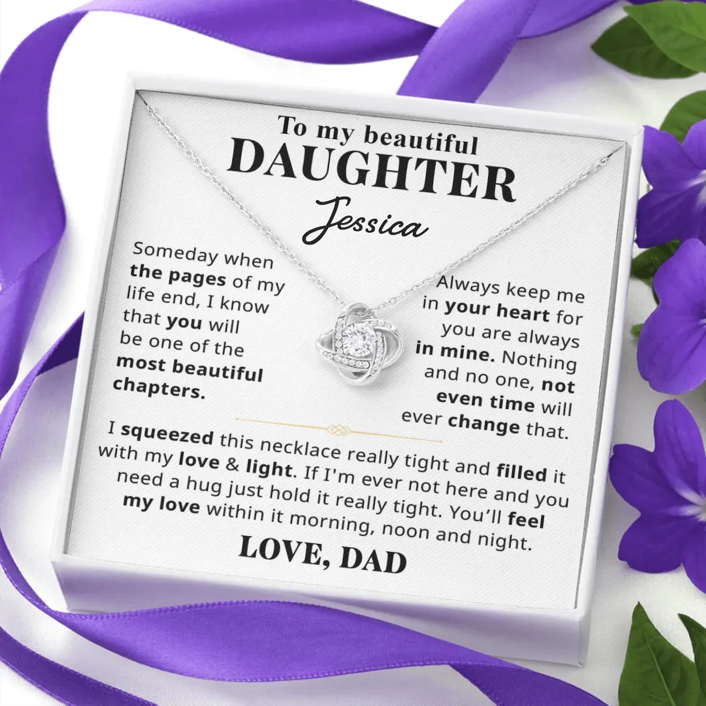 To My Beautiful Daughter - Personalized Necklace Gift Set - D13