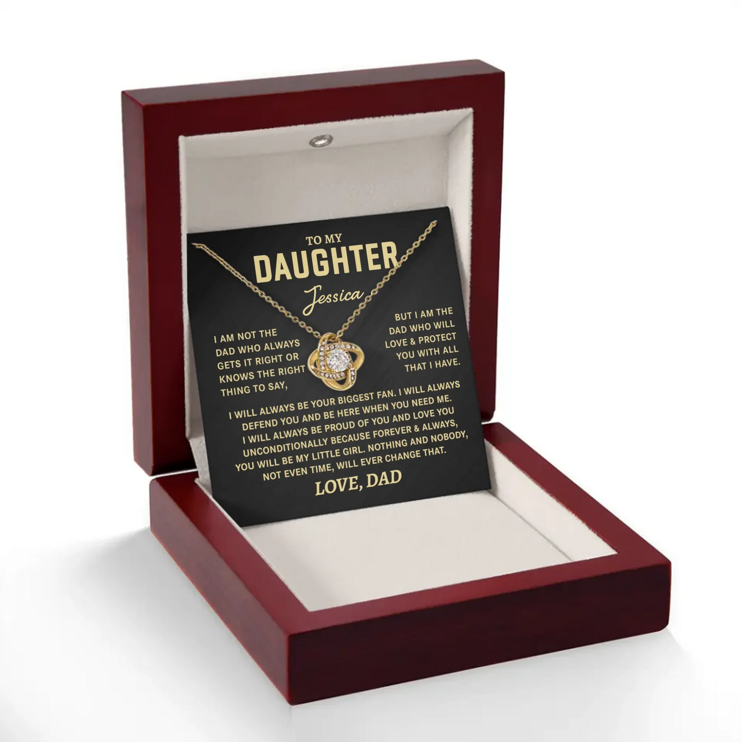 To My Daughter Gift From Dad- Personalized Necklace Gift Set - D15