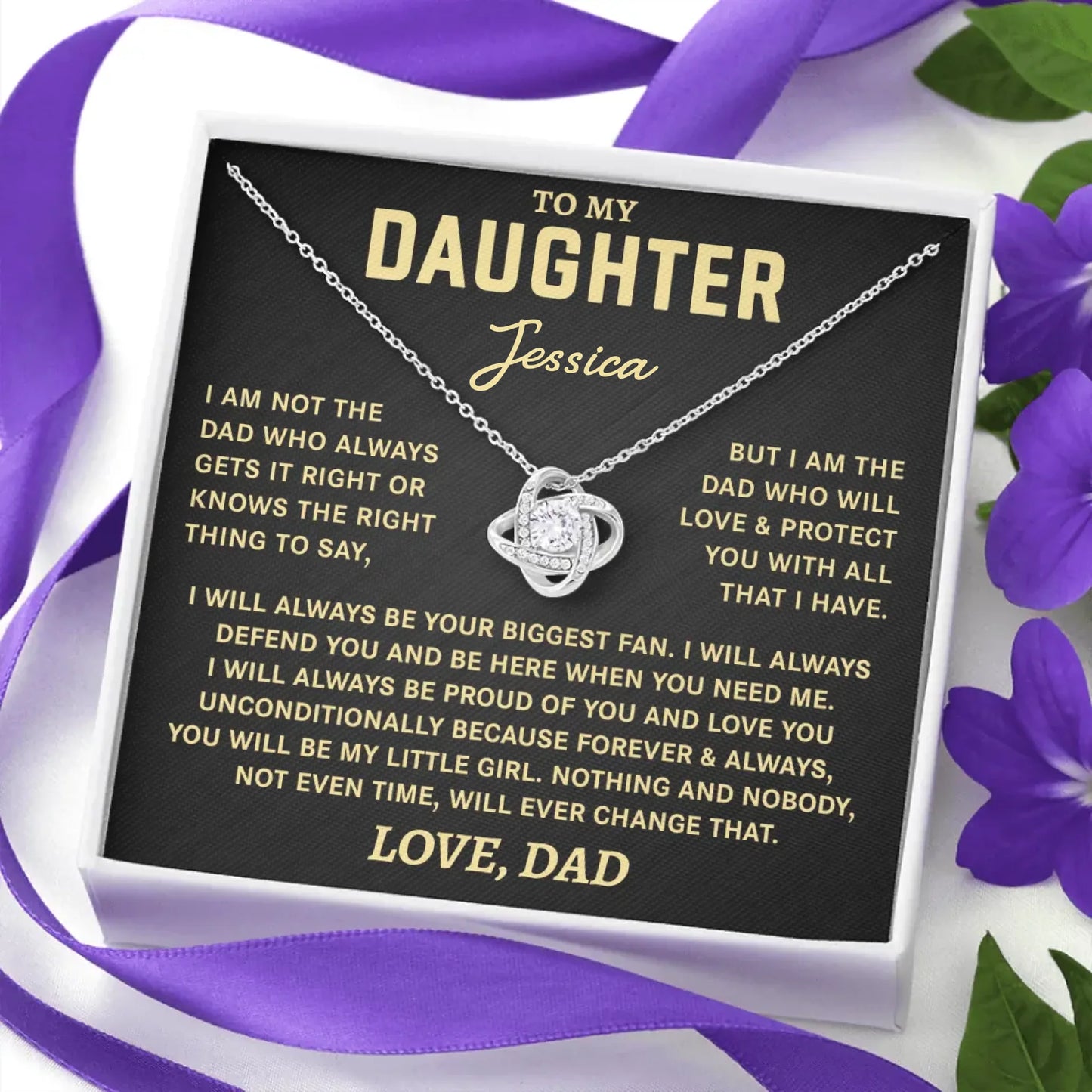 To My Daughter Gift From Dad- Personalized Necklace Gift Set - D15