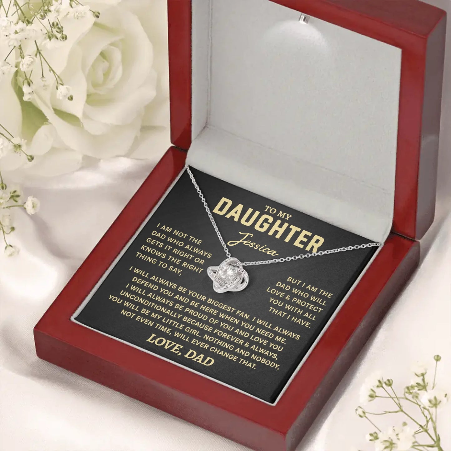 To My Daughter Gift From Dad- Personalized Necklace Gift Set - D15