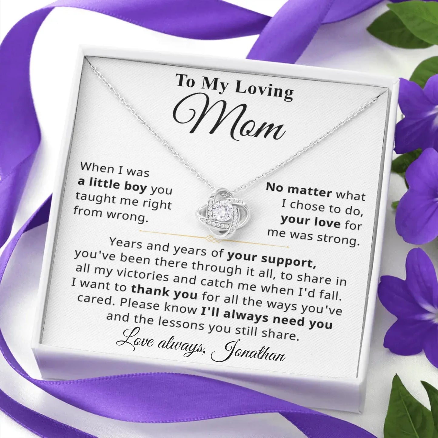 Mother's Day Gift For Mom From Son - Personalizable Necklace Gift Set - MN08