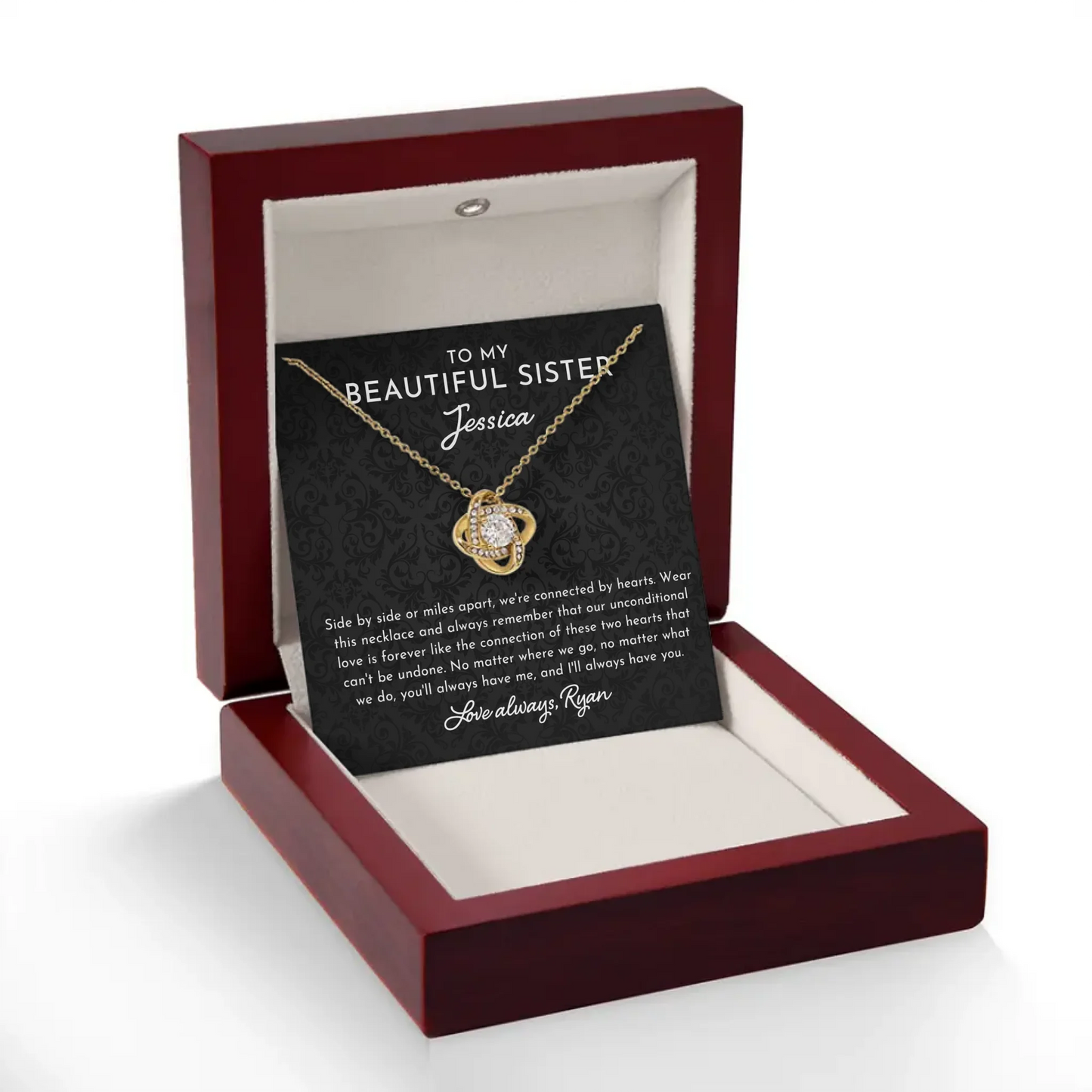 To My Beautiful Sister - Personalized Necklace Gift Set