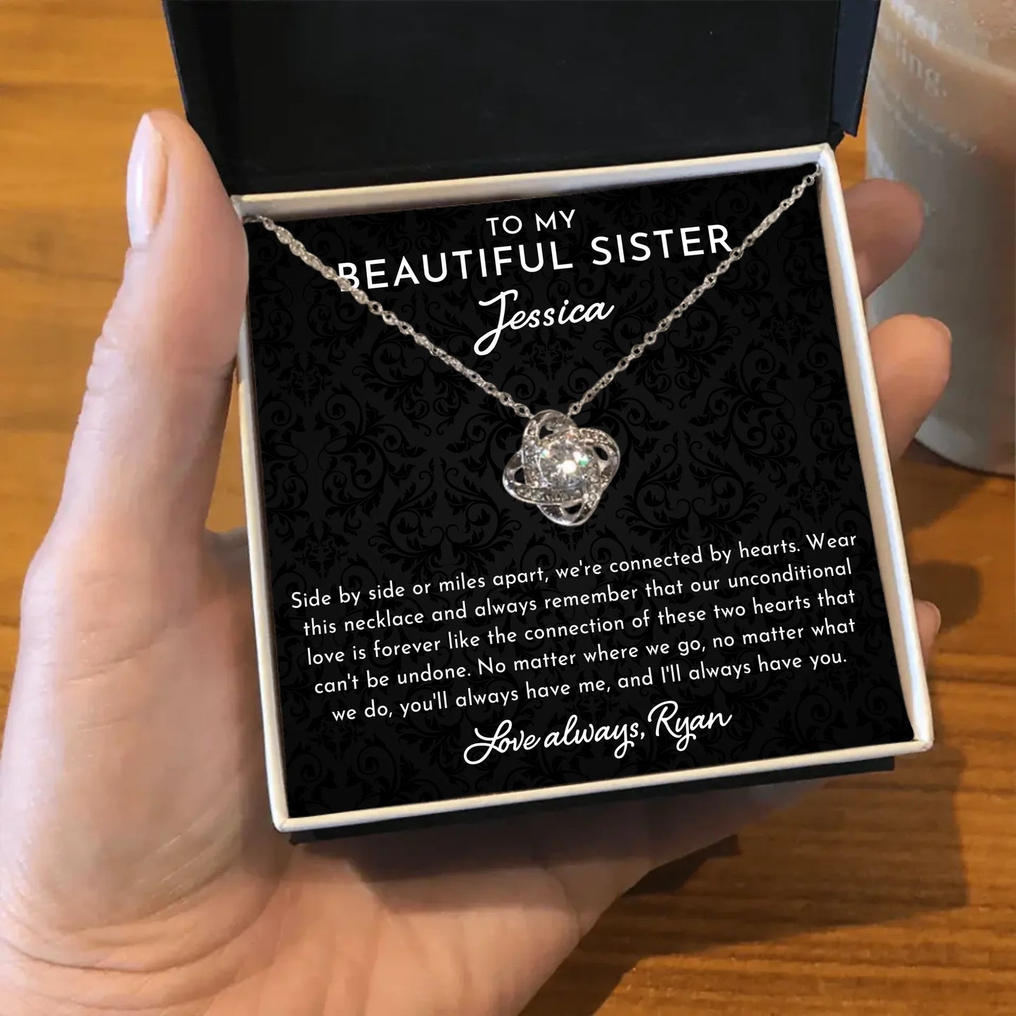 To My Beautiful Sister - Personalized Necklace Gift Set