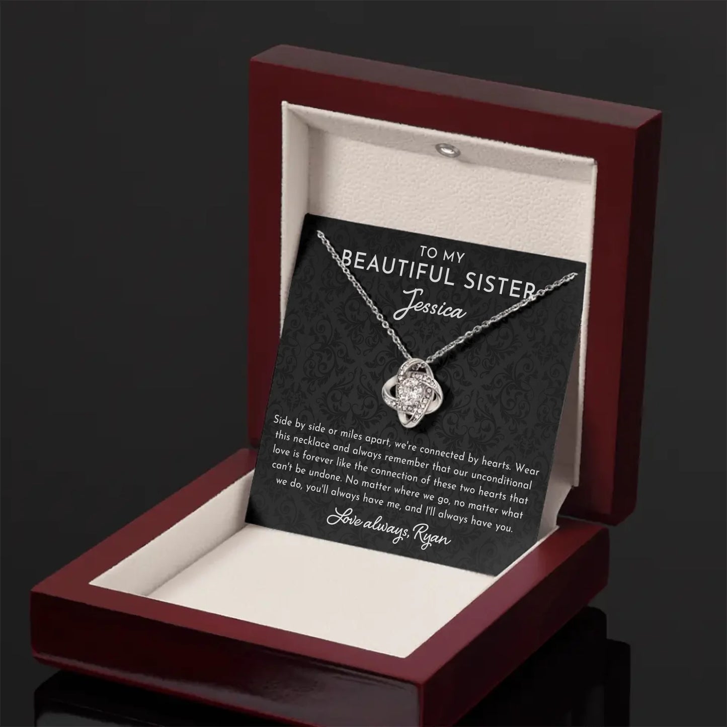 To My Beautiful Sister - Personalized Necklace Gift Set