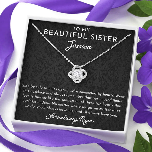 To My Beautiful Sister - Personalized Necklace Gift Set