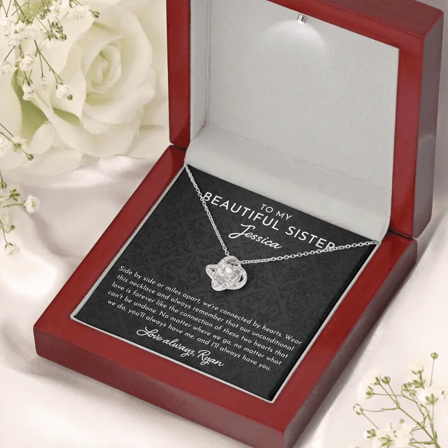 To My Beautiful Sister - Personalized Necklace Gift Set