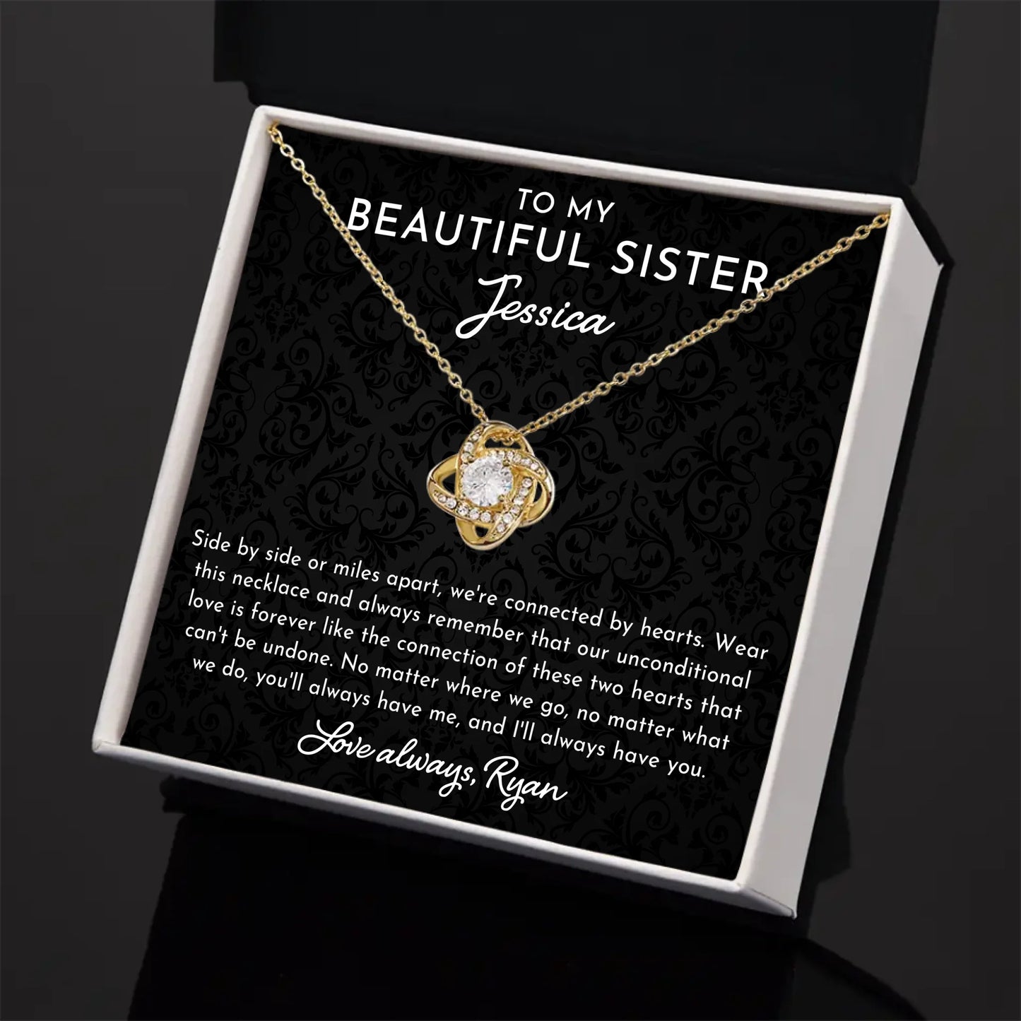 To My Beautiful Sister - Personalized Necklace Gift Set