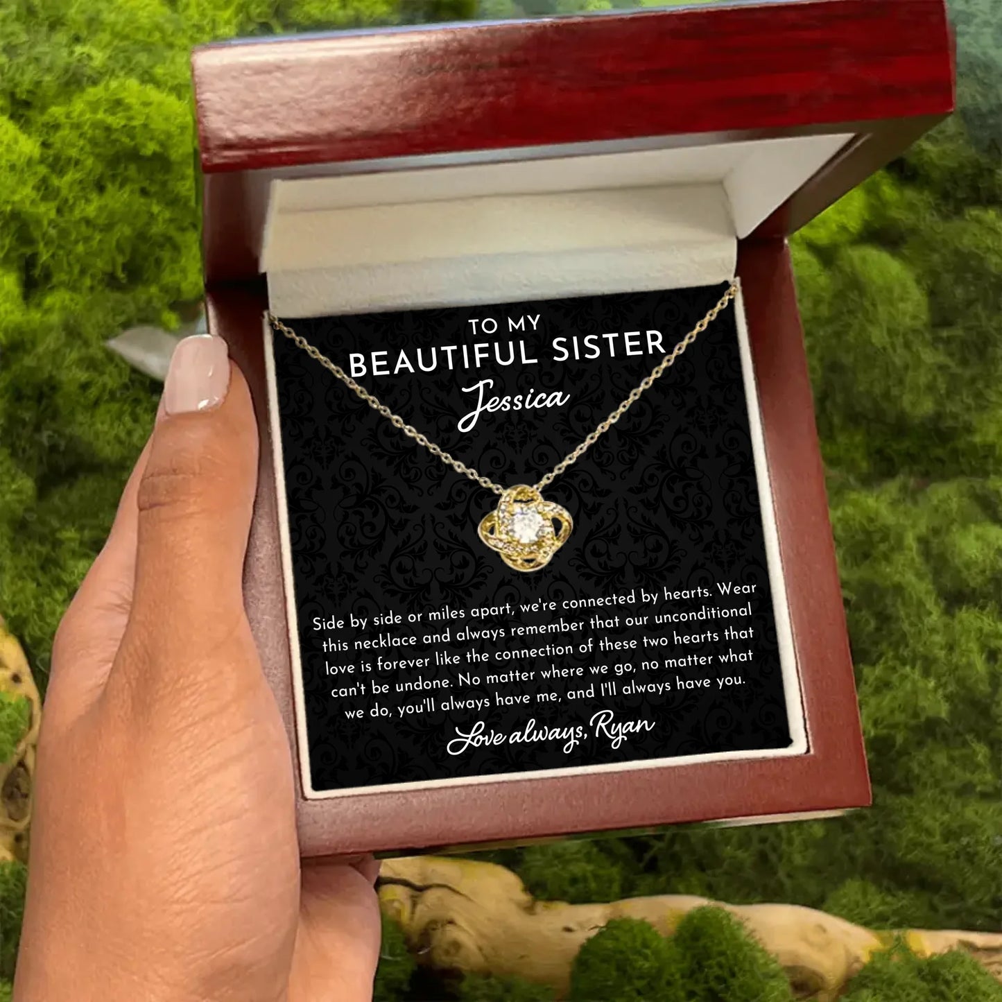 To My Beautiful Sister - Personalized Necklace Gift Set