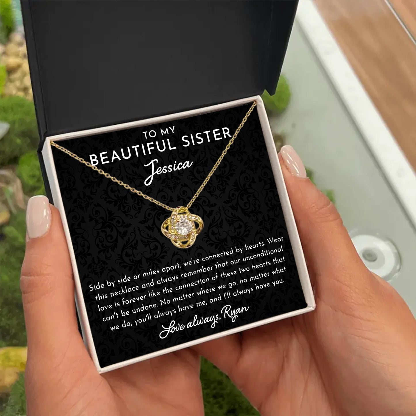 To My Beautiful Sister - Personalized Necklace Gift Set