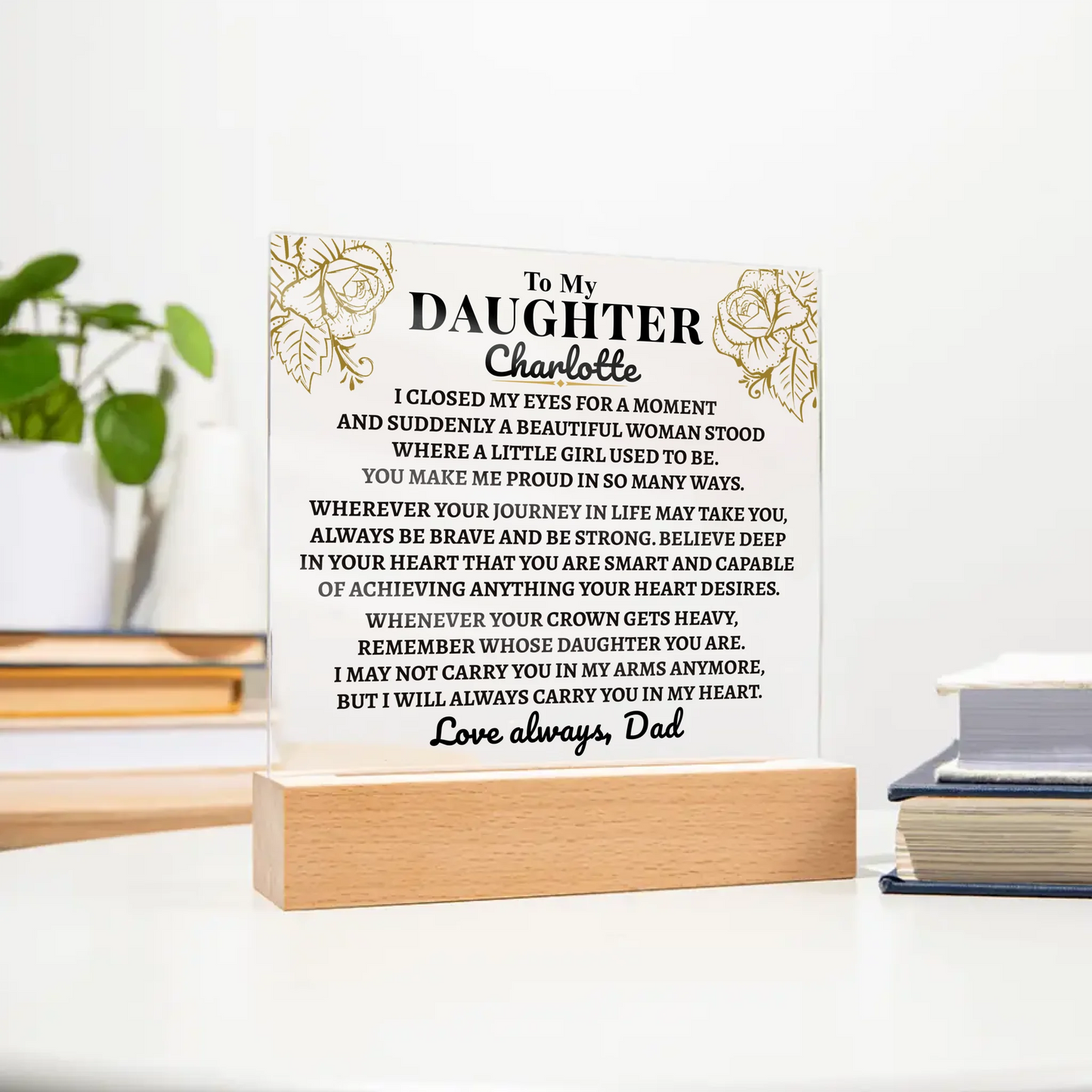 To My Daughter "Carry you in my heart" | Acrylic Lamp ❤️ DA2