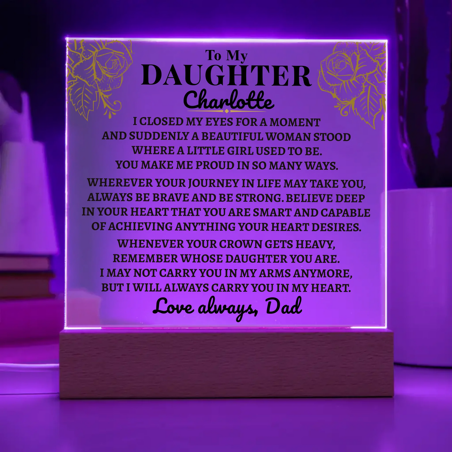 To My Daughter "Carry you in my heart" | Acrylic Lamp ❤️ DA2