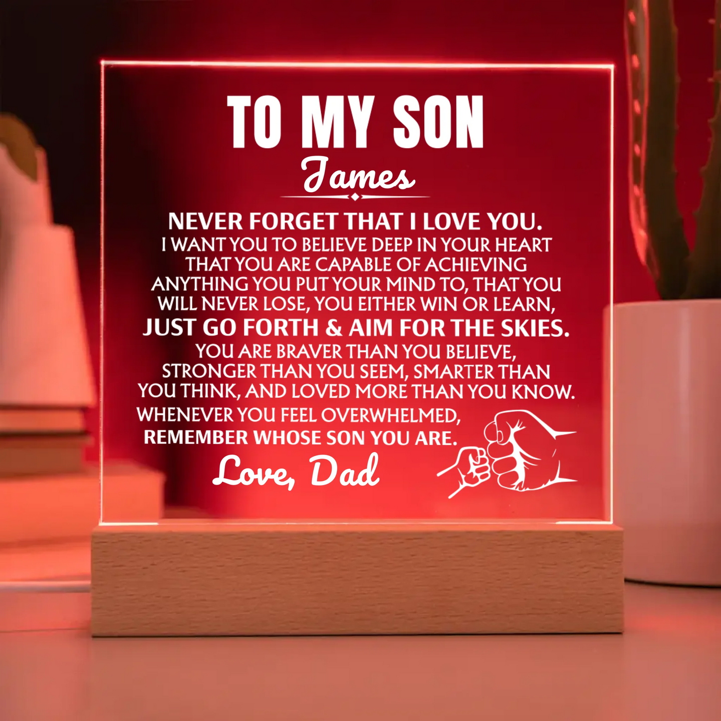 To My Son "Never Forget That I Love You" | Acrylic Lamp ❤️ SA2