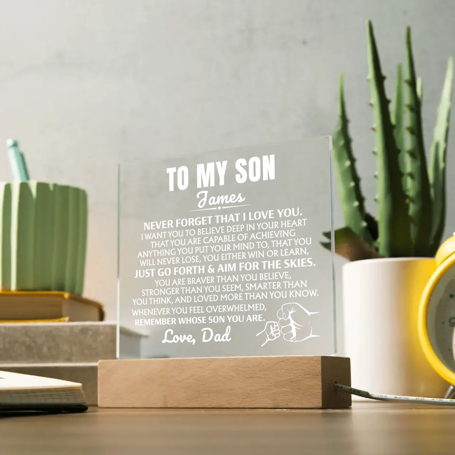 To My Son "Never Forget That I Love You" | Acrylic Lamp ❤️ SA2