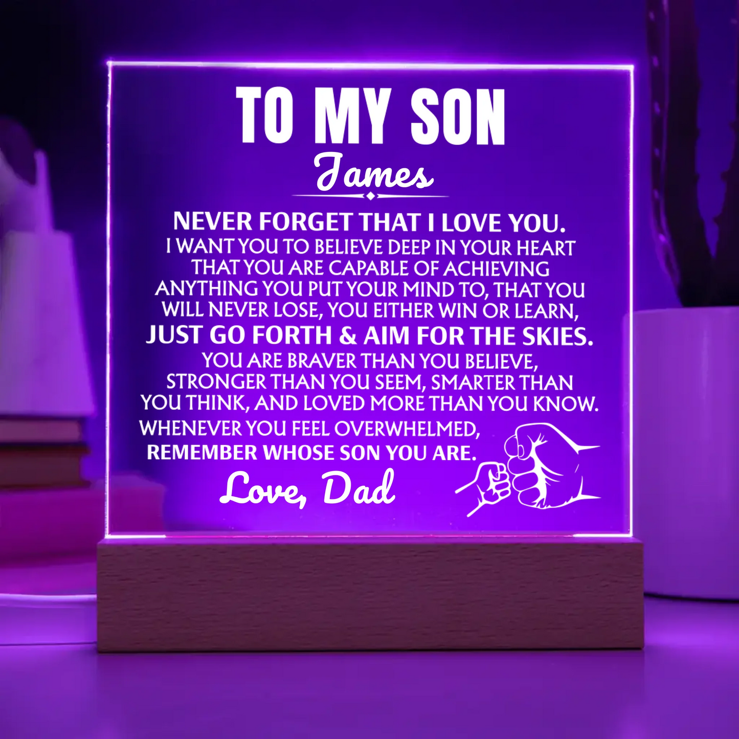 To My Son "Never Forget That I Love You" | Acrylic Lamp ❤️ SA2