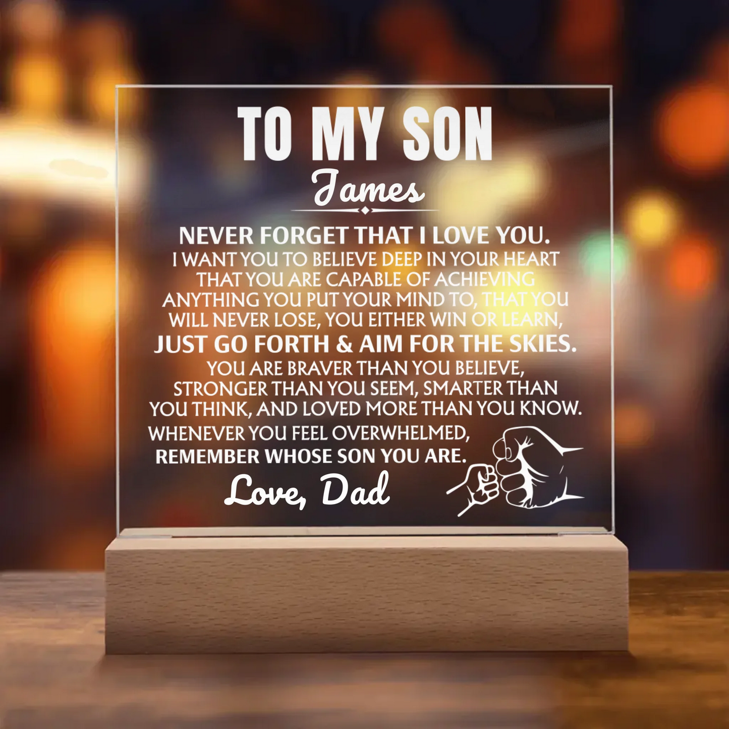 To My Son "Never Forget That I Love You" | Acrylic Lamp ❤️ SA2