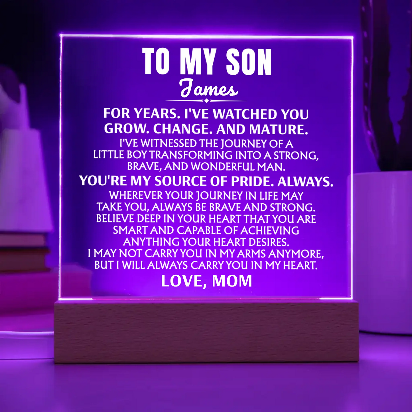To My Son "Carry You In My Heart" | Acrylic Lamp ❤️ - SA1