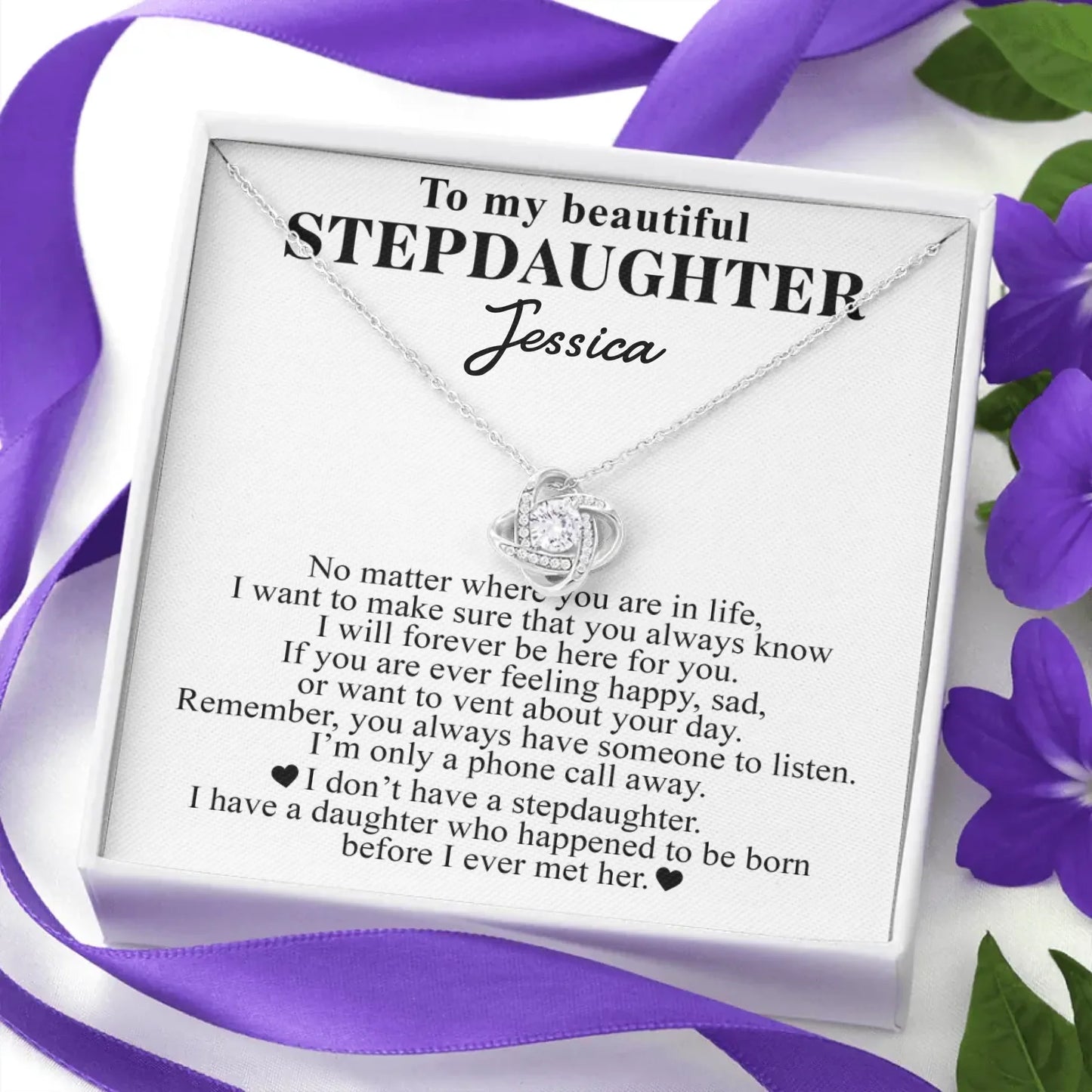To My Beautiful Stepdaughter - Custom Necklace Gift Set