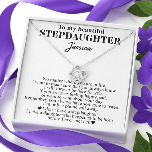 To My Beautiful Stepdaughter - Custom Necklace Gift Set