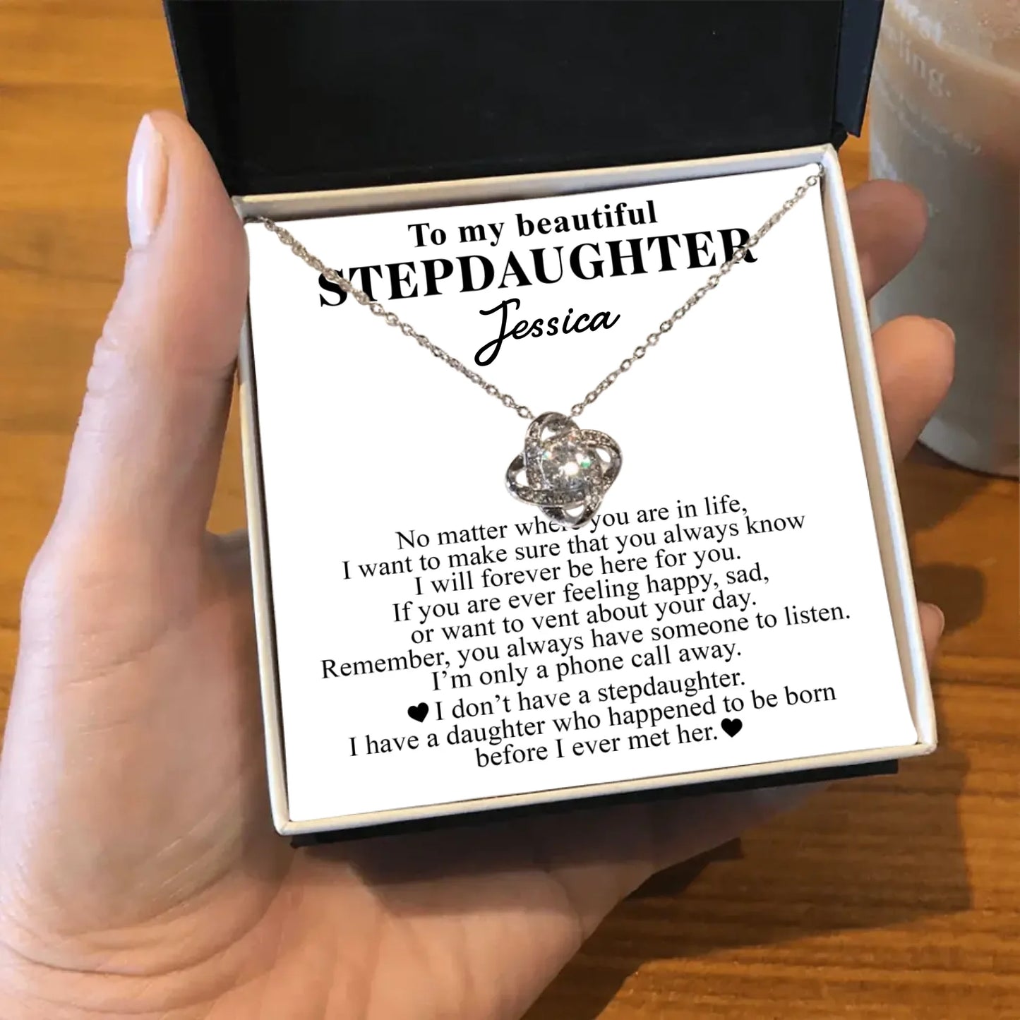 To My Beautiful Stepdaughter - Custom Necklace Gift Set