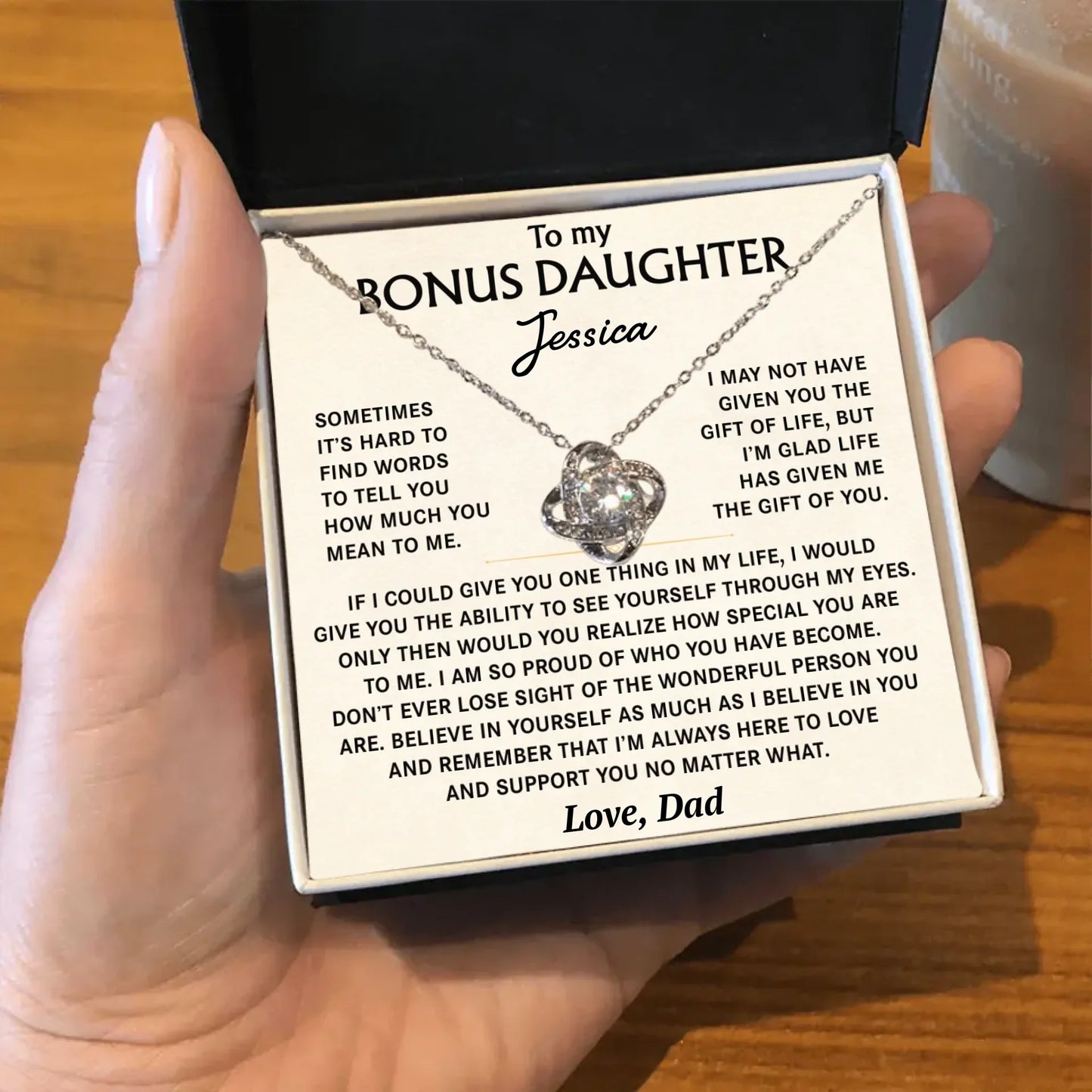 To My Bonus Daughter - Personalized Necklace Gift Set - BD1